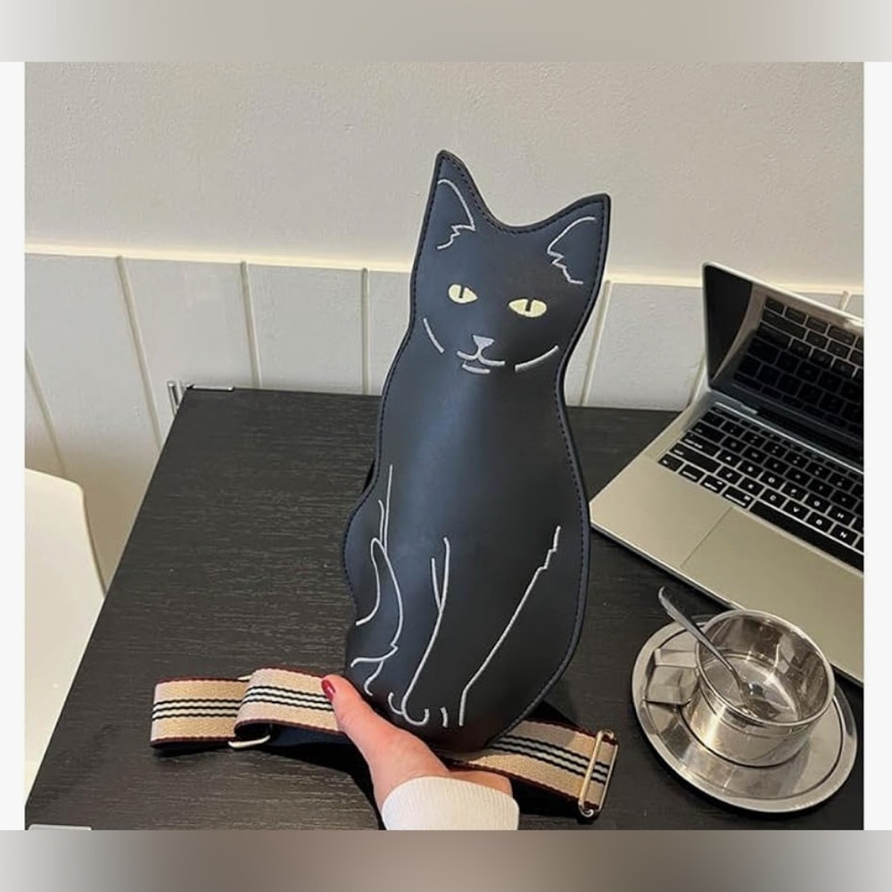 Cute Black Cat Sling Bag for Girl Small Shoulder Bag Kawaii Kitty Crossbody NWOT - Picture 4 of 5